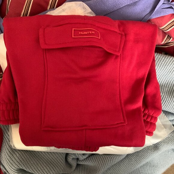 HUNTER Fleece Lined Sweatshirt & Sweat Cargo Pants SET in Red Sz MEDIUM - Picture 9 of 9